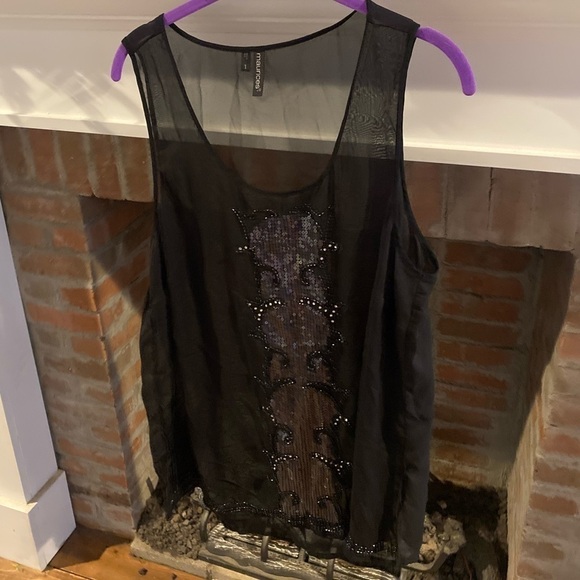 MAURICE’S Black Sheer Top With Sequins Plus Size 1X - Picture 2 of 6